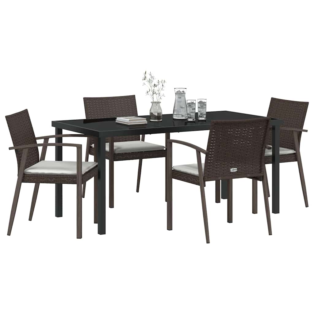 Garten Essgruppe 5 pcs Braun Poly Rattan