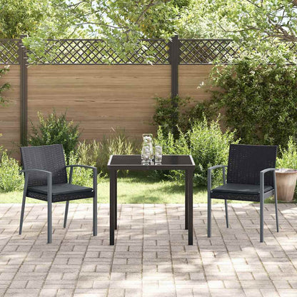 Garten Essgruppe 3 pcs Schwarz Poly Rattan
