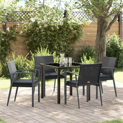 Garten Essgruppe 5 pcs Schwarz Poly Rattan