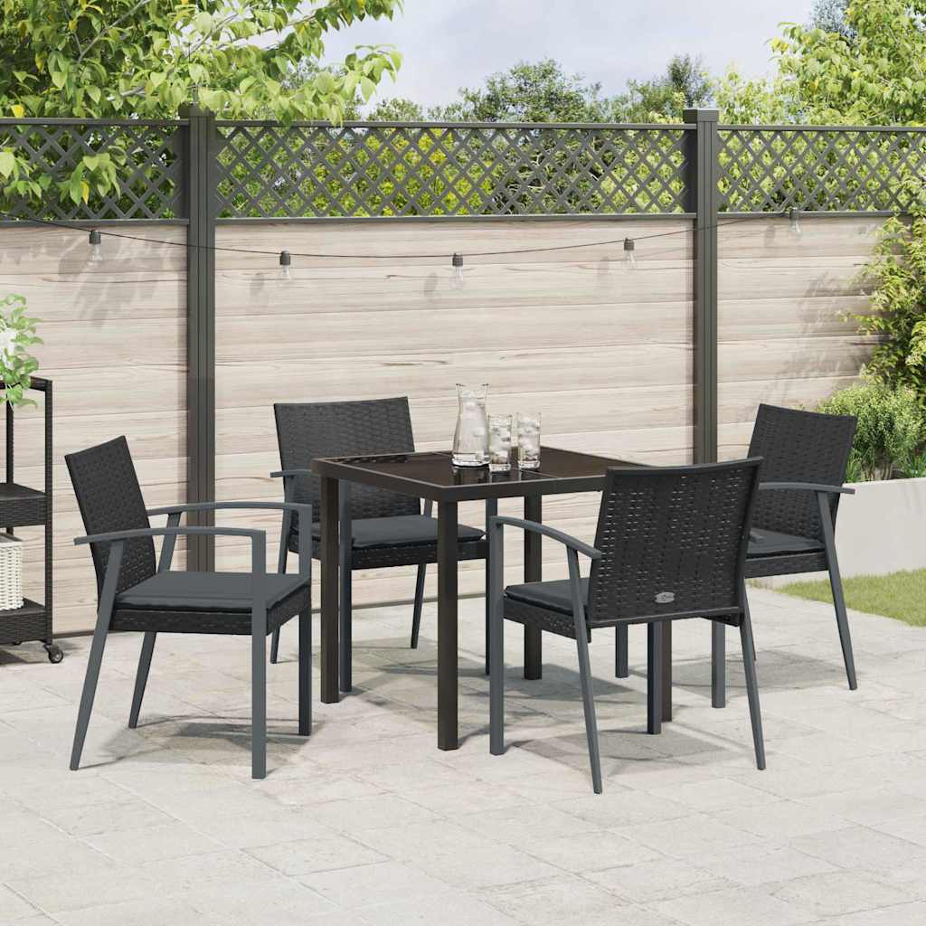Garten Essgruppe 5 pcs Schwarz Poly Rattan