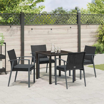 Garten Essgruppe 5 pcs Schwarz Poly Rattan