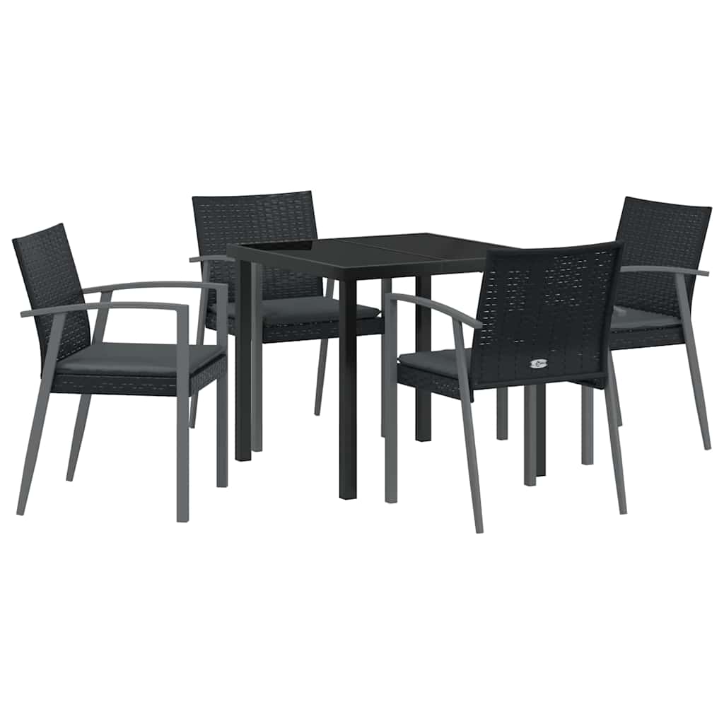Garten Essgruppe 5 pcs Schwarz Poly Rattan
