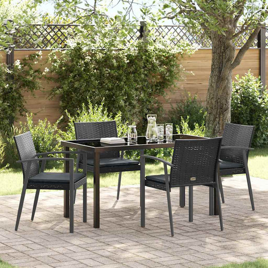 Garten Essgruppe 5 pcs Schwarz Poly Rattan