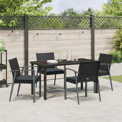 Garten Essgruppe 5 pcs Schwarz Poly Rattan
