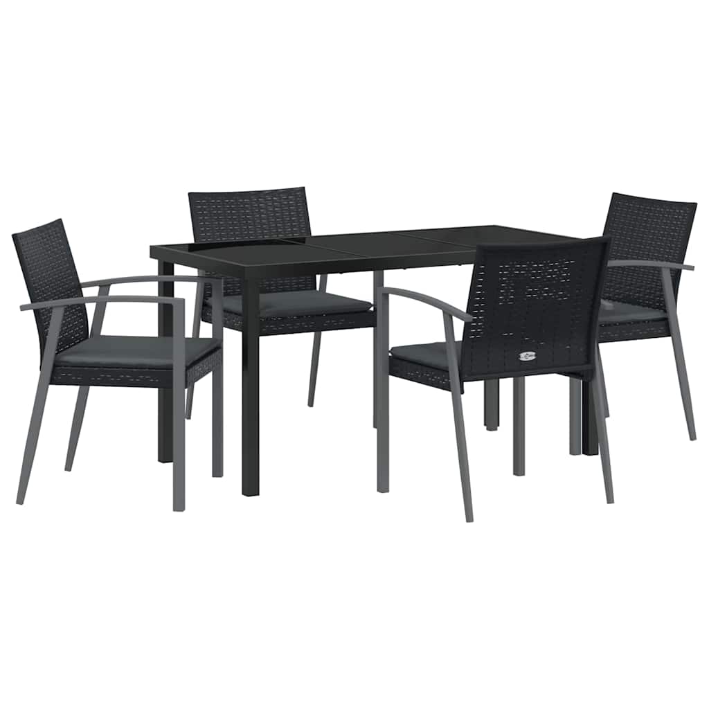 Garten Essgruppe 5 pcs Schwarz Poly Rattan