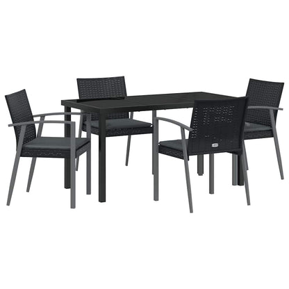 Garten Essgruppe 5 pcs Schwarz Poly Rattan