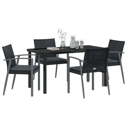 Garten Essgruppe 5 pcs Schwarz Poly Rattan