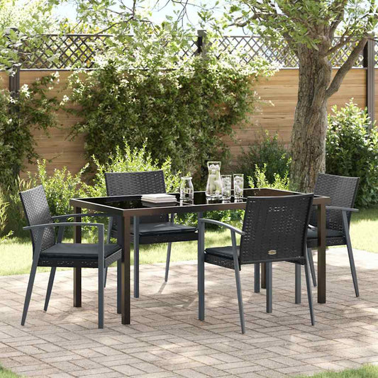 Garten Essgruppe 5 pcs Schwarz Poly Rattan
