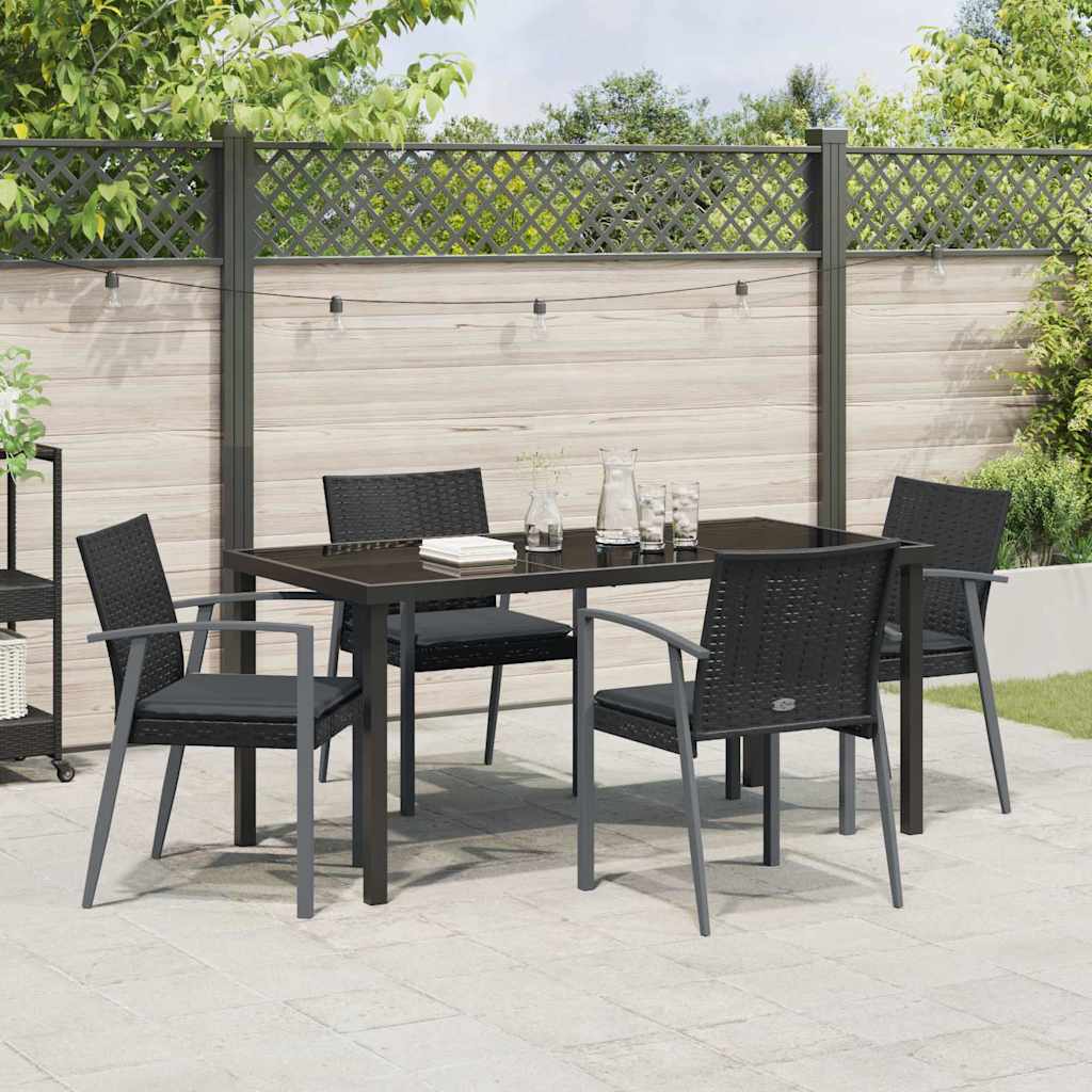 Garten Essgruppe 5 pcs Schwarz Poly Rattan