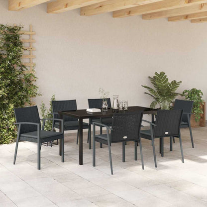 Garten Essgruppe 7 pcs Schwarz Poly Rattan