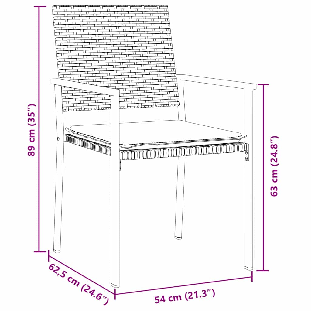 Garten Essgruppe 3 pcs Schwarz Poly Rattan