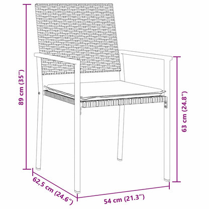 Garten Essgruppe 3 pcs Schwarz Poly Rattan