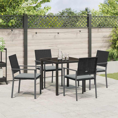 Garten Essgruppe 5 pcs Schwarz Poly Rattan