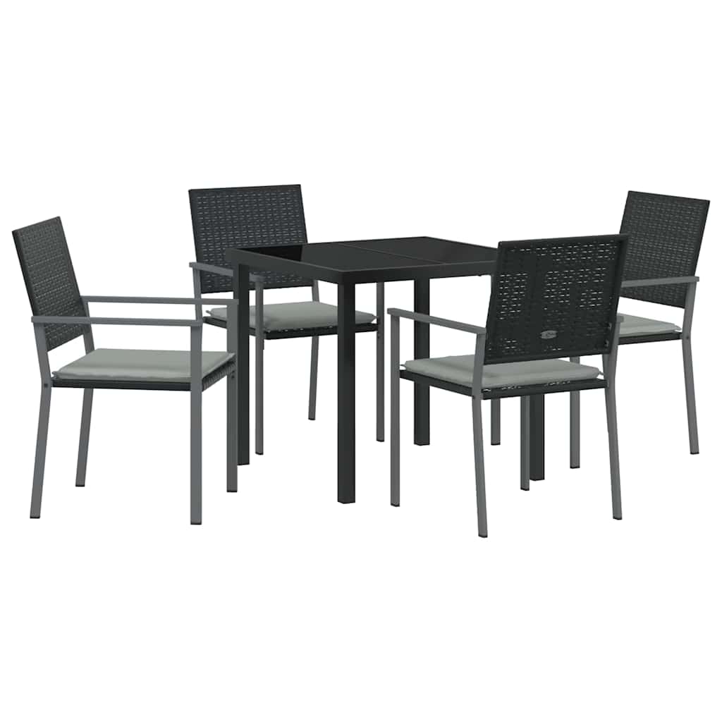Garten Essgruppe 5 pcs Schwarz Poly Rattan