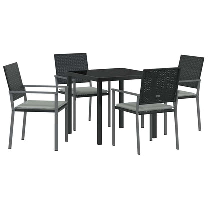 Garten Essgruppe 5 pcs Schwarz Poly Rattan