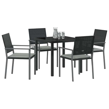 Garten Essgruppe 5 pcs Schwarz Poly Rattan