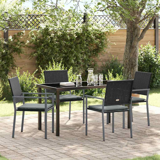 Garten Essgruppe 5 pcs Schwarz Poly Rattan