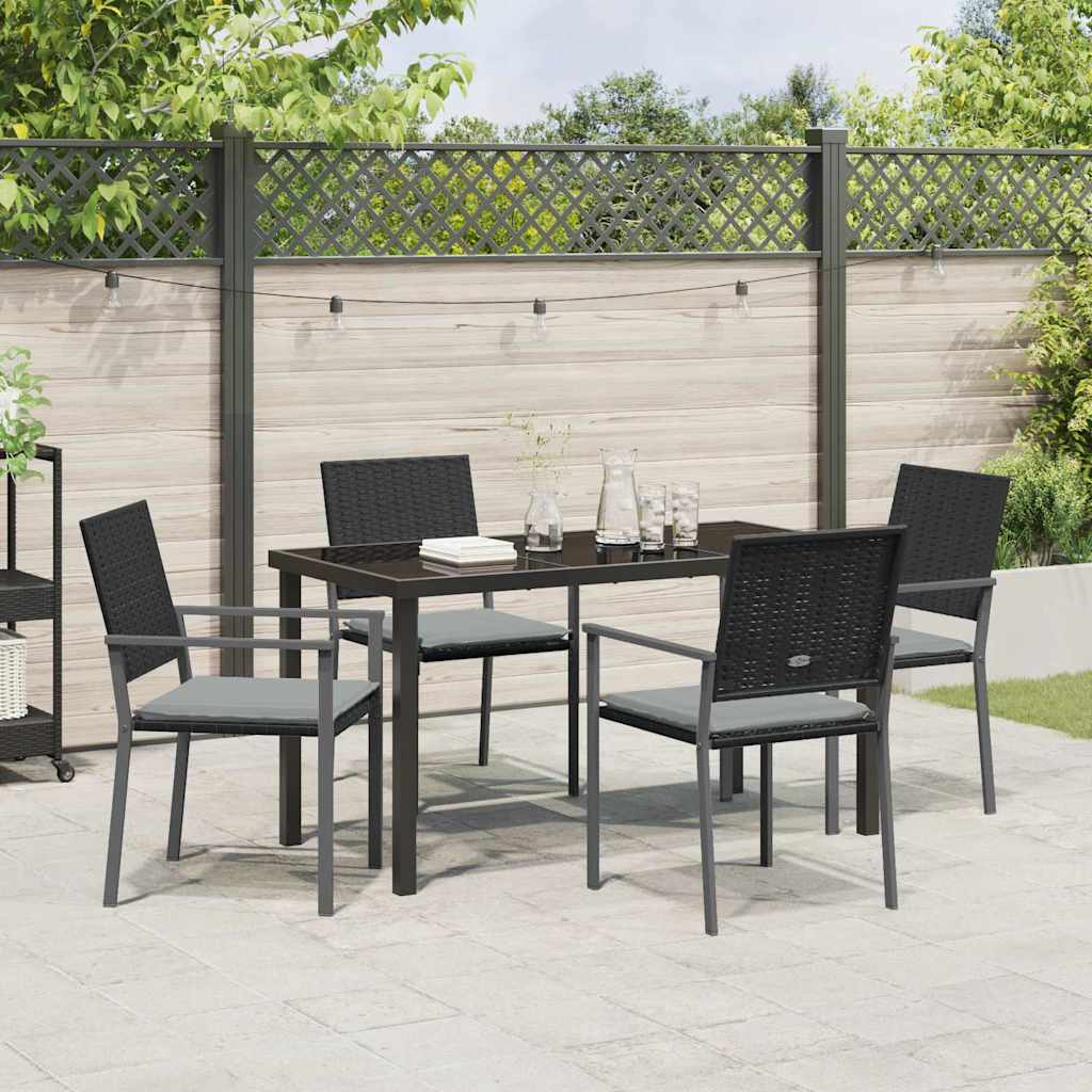 Garten Essgruppe 5 pcs Schwarz Poly Rattan