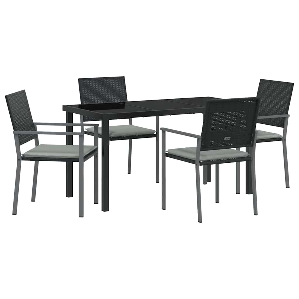 Garten Essgruppe 5 pcs Schwarz Poly Rattan