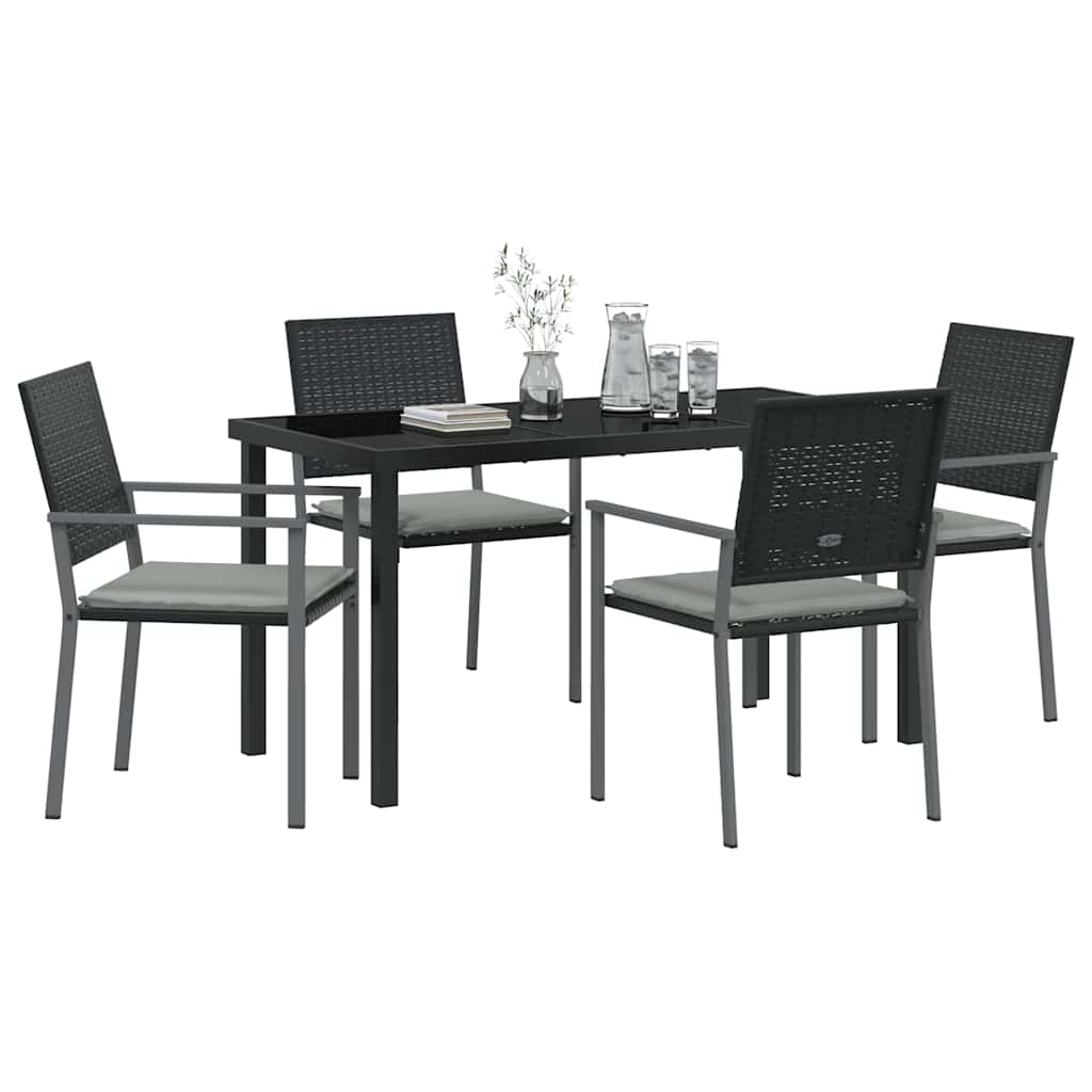 Garten Essgruppe 5 pcs Schwarz Poly Rattan