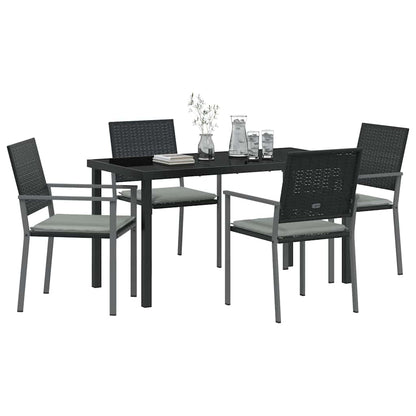 Garten Essgruppe 5 pcs Schwarz Poly Rattan