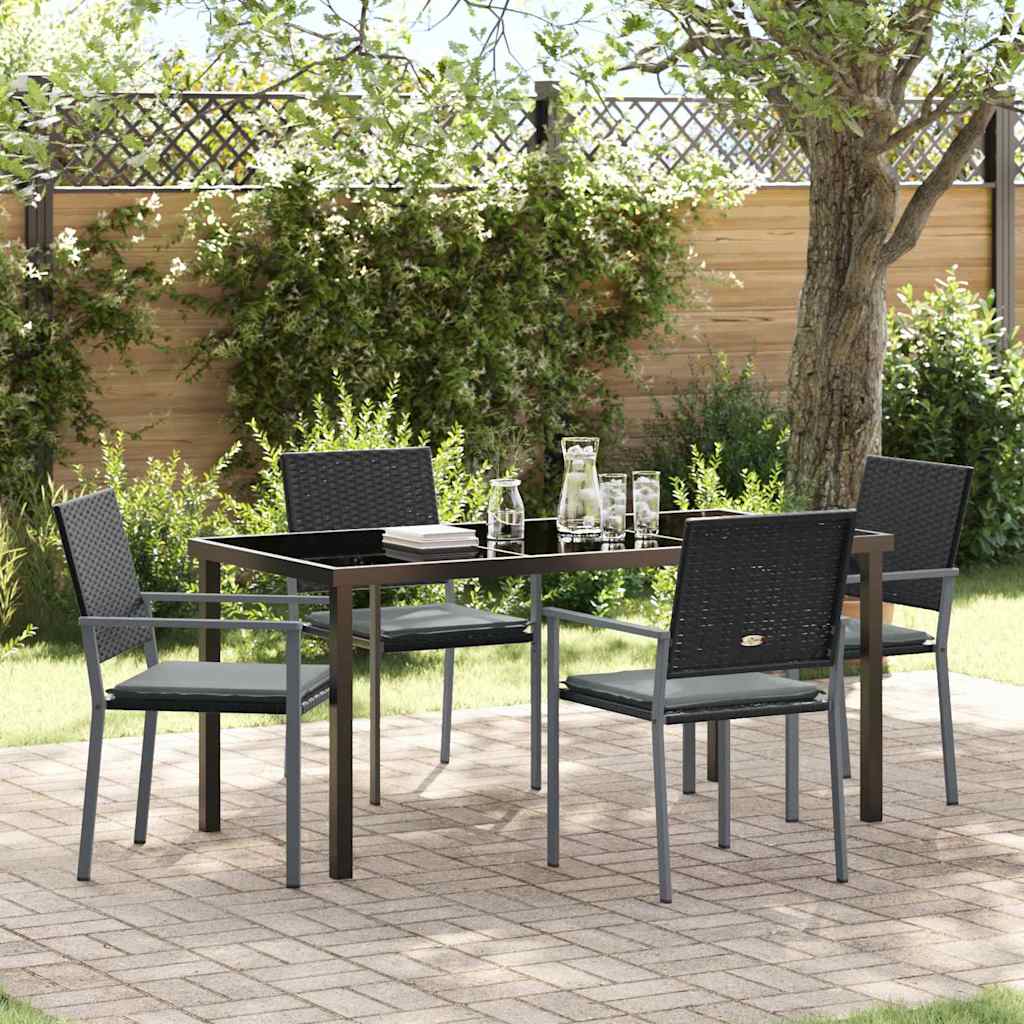 Garten Essgruppe 5 pcs Schwarz Poly Rattan