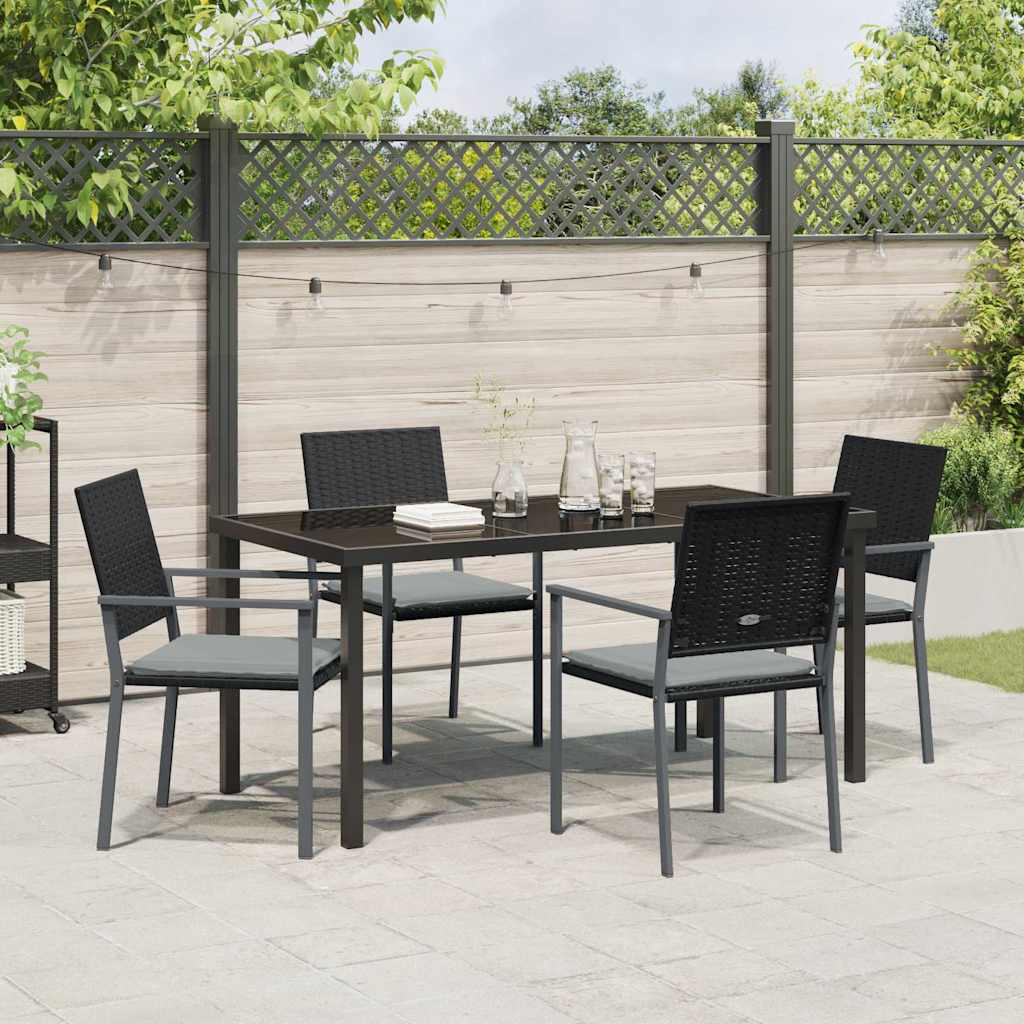 Garten Essgruppe 5 pcs Schwarz Poly Rattan