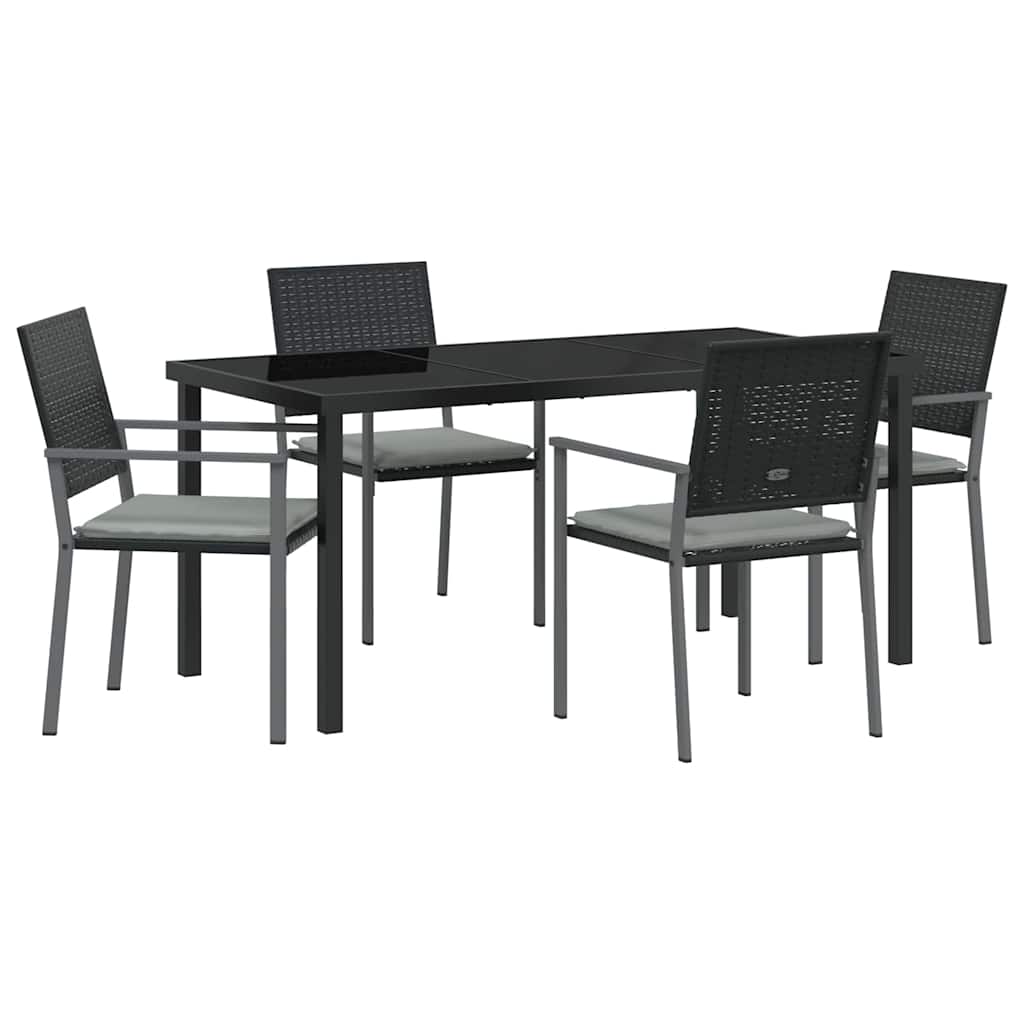 Garten Essgruppe 5 pcs Schwarz Poly Rattan