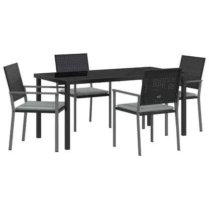 Garten Essgruppe 5 pcs Schwarz Poly Rattan
