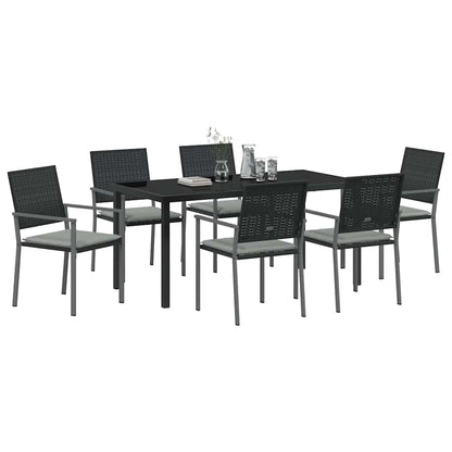 Garten Essgruppe 7 pcs Schwarz Poly Rattan