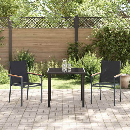 Garten Essgruppe 3 pcs Schwarz Textilene und Stahl