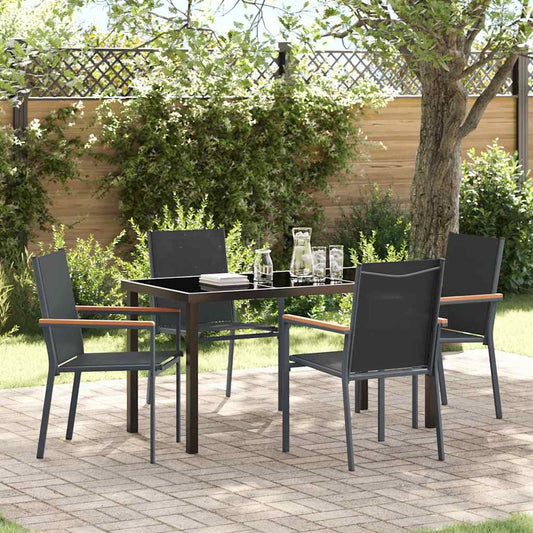 Garten Essgruppe 5 pcs Schwarz Textilene und Stahl