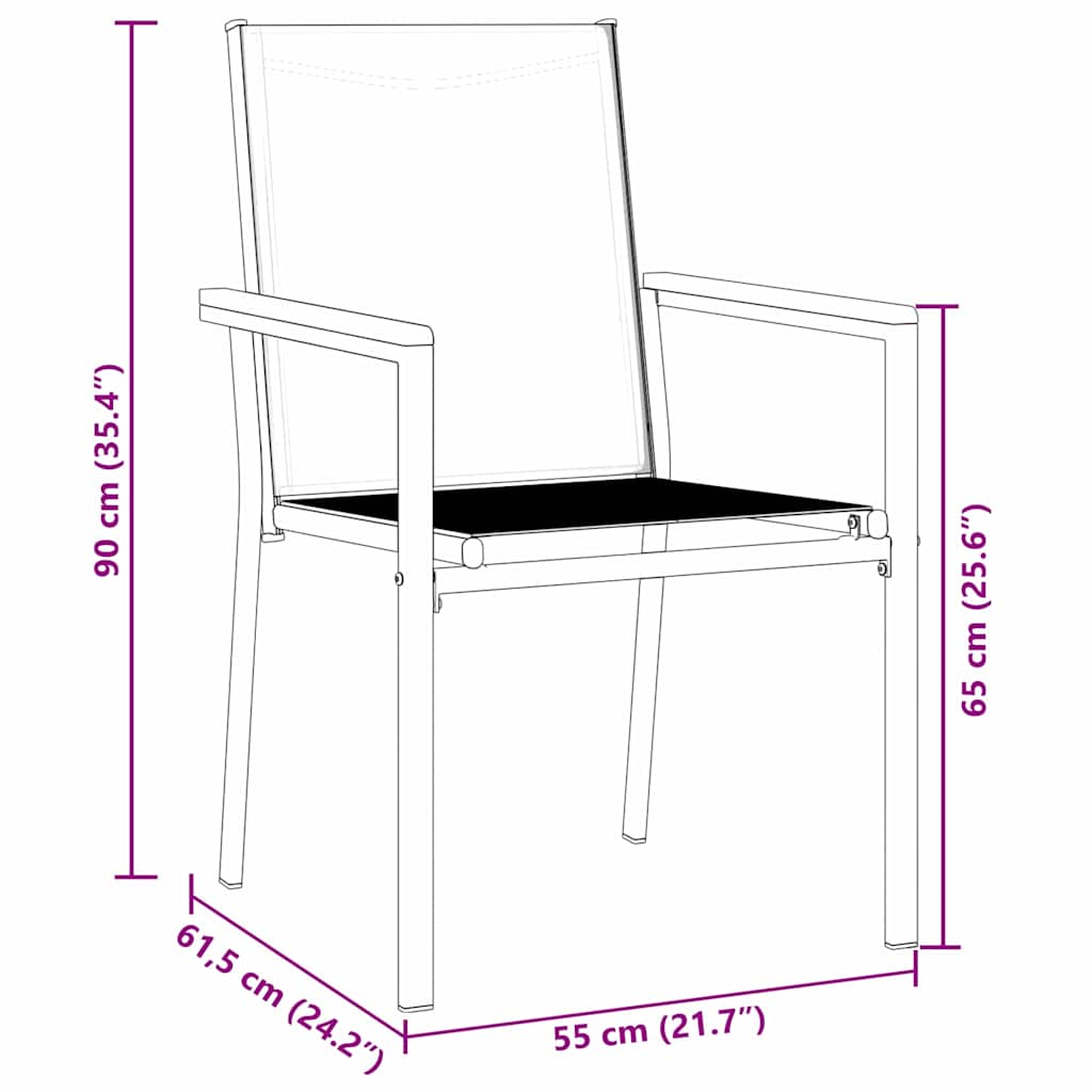 Garten Essgruppe 7 pcs Schwarz Textilene und Stahl
