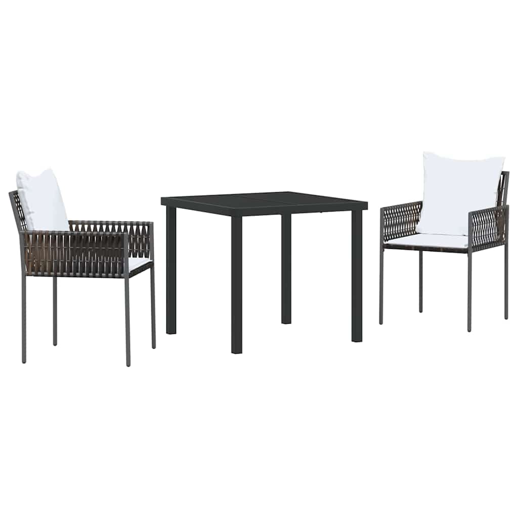 Garten Essgruppe 3 pcs Braun Poly Rattan