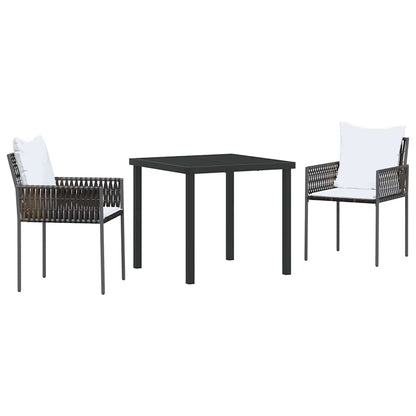 Garten Essgruppe 3 pcs Braun Poly Rattan