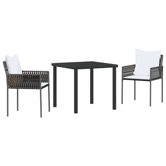 Garten Essgruppe 3 pcs Braun Poly Rattan