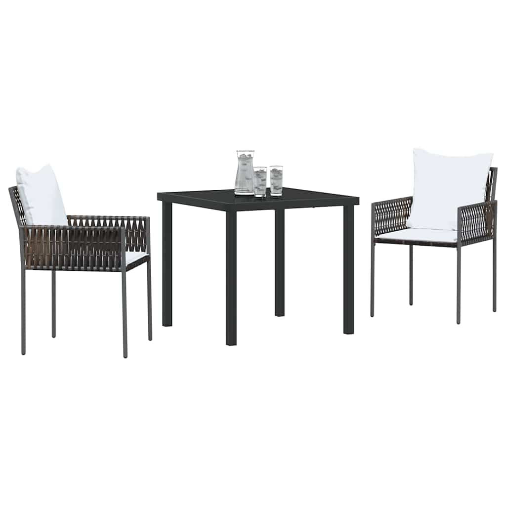 Garten Essgruppe 3 pcs Braun Poly Rattan