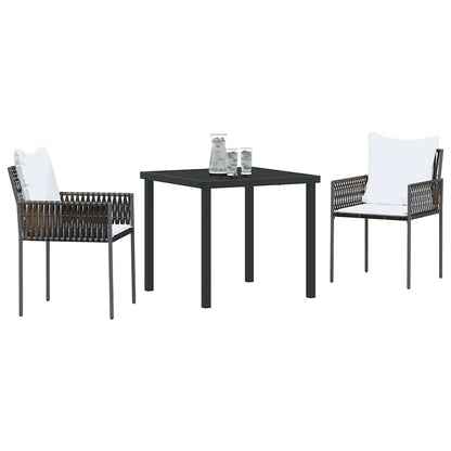 Garten Essgruppe 3 pcs Braun Poly Rattan