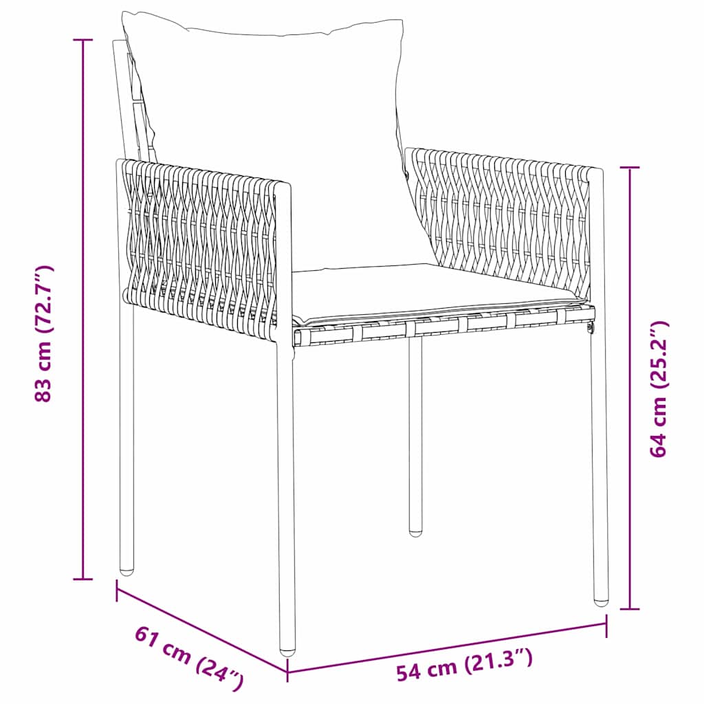 Garten Essgruppe 3 pcs Braun Poly Rattan