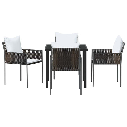 Garten Essgruppe 5 pcs Braun Poly Rattan