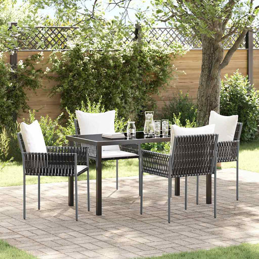 Garten Essgruppe 5 pcs Braun Poly Rattan