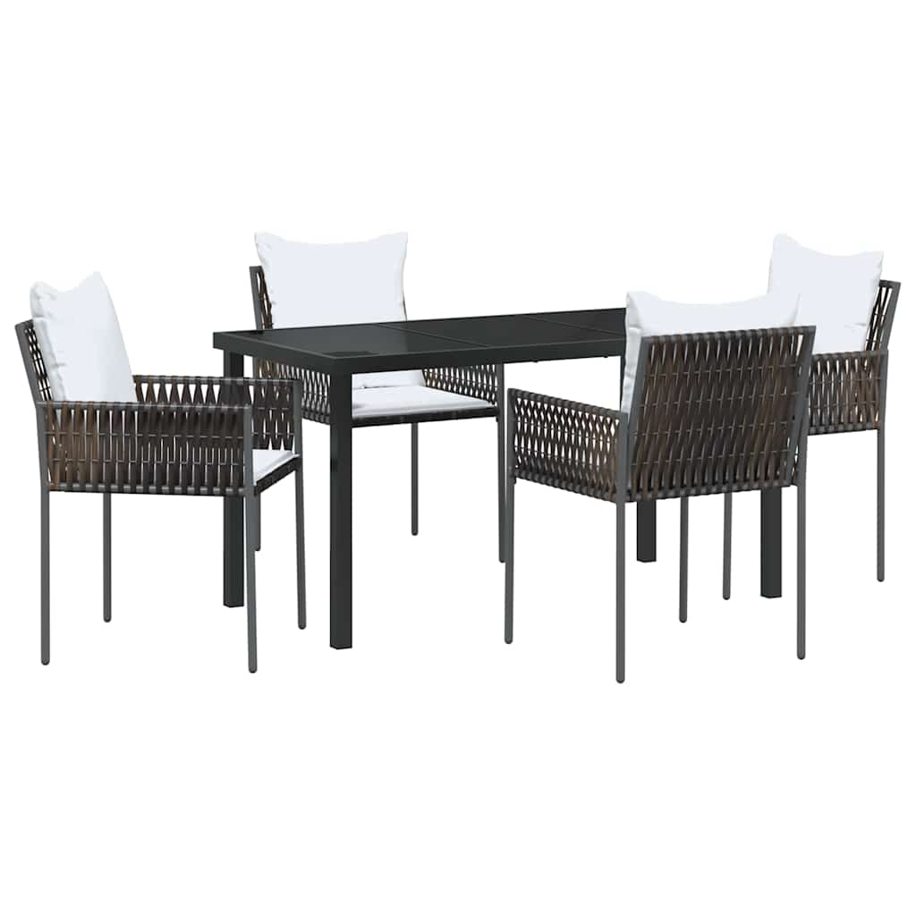 Garten Essgruppe 5 pcs Braun Poly Rattan