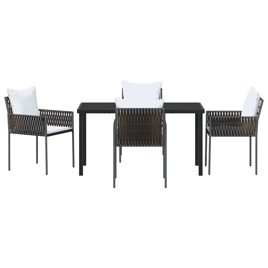 Garten Essgruppe 5 pcs Braun Poly Rattan