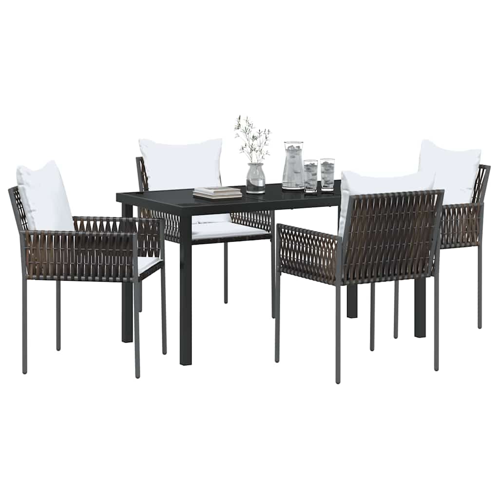 Garten Essgruppe 5 pcs Braun Poly Rattan