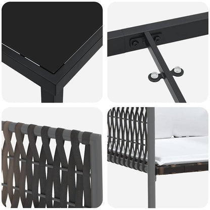 Garten Essgruppe 5 pcs Braun Poly Rattan