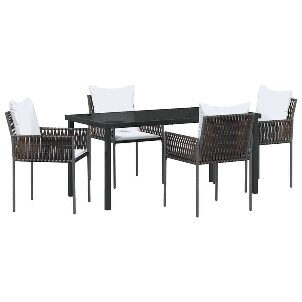 Garten Essgruppe 5 pcs Braun Poly Rattan
