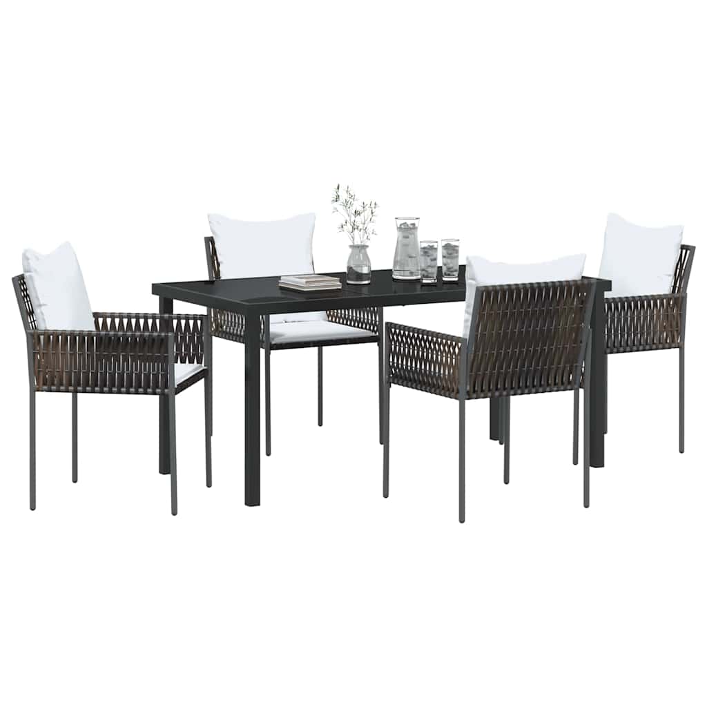 Garten Essgruppe 5 pcs Braun Poly Rattan