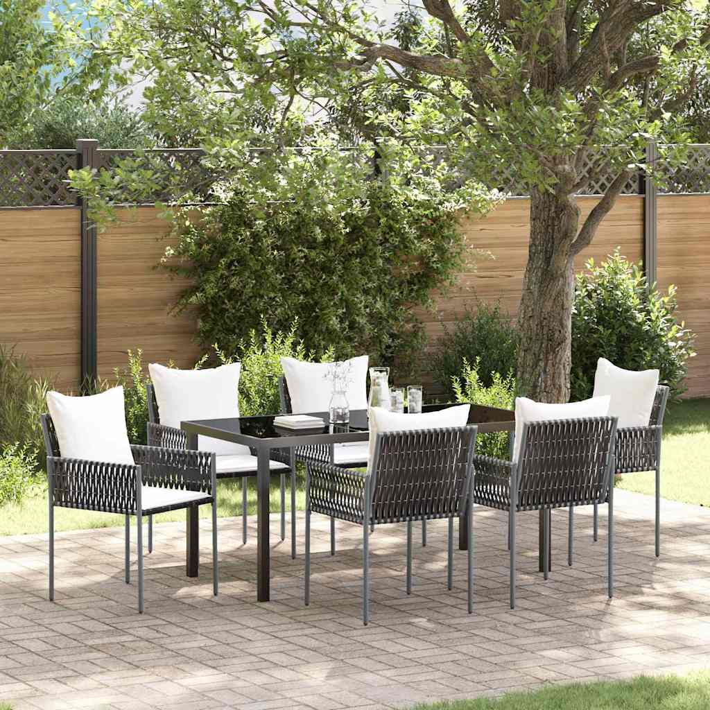 Garten Essgruppe 7 pcs Braun Poly Rattan