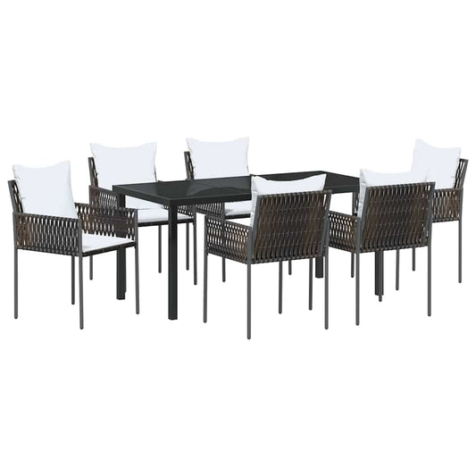 Garten Essgruppe 7 pcs Braun Poly Rattan
