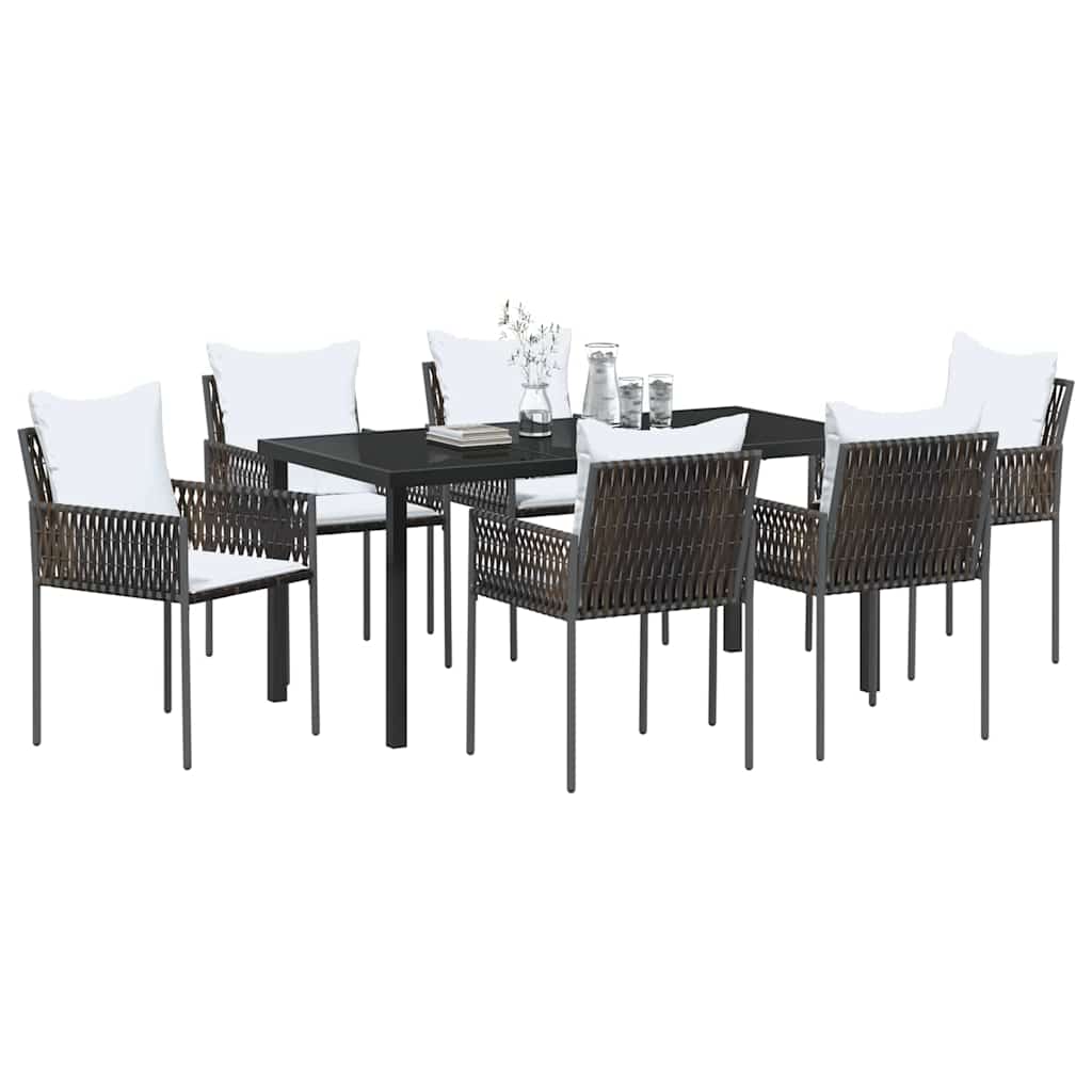 Garten Essgruppe 7 pcs Braun Poly Rattan
